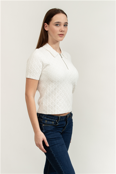 Calvin Klein Aop Textured SS Top Kadın Triko