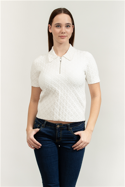 Calvin Klein Aop Textured SS Top Kadın Triko