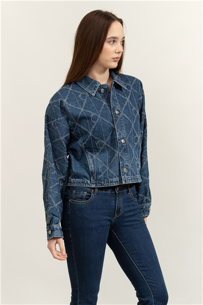 Calvin Klein Aop Trucker Jacket Ck Atlantic Kadın Mont