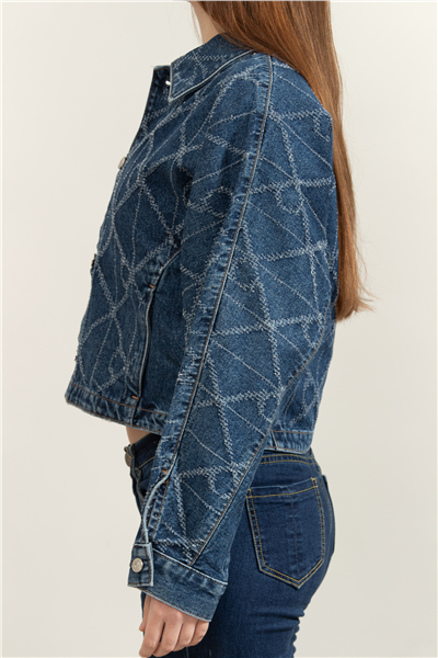 Calvin Klein Aop Trucker Jacket Ck Atlantic Kadın Mont