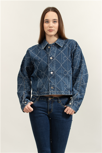 Calvin Klein Aop Trucker Jacket Ck Atlantic Kadın Mont