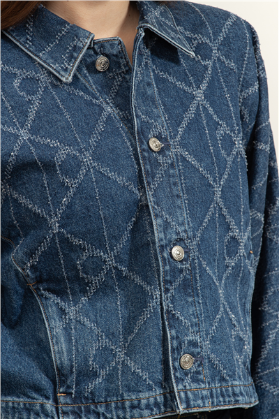 Calvin Klein Aop Trucker Jacket Ck Atlantic Kadın Mont
