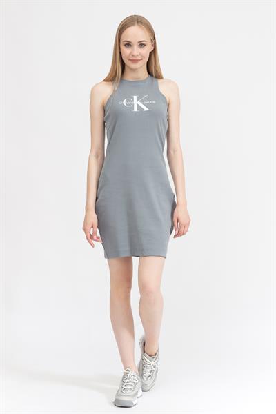 Calvin Klein Archival Monologo Rib Tank Kadın Elbise Gri