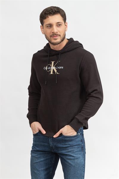 Calvin Klein Archival Monologo Waffle Hoodie Erkek Kapüşonlu Sweatshirt