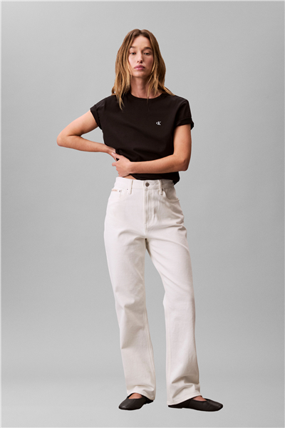 Calvin Klein Ss Monogram Crew Tee Kadın Bisiklet Yaka T-Shirt Siyah