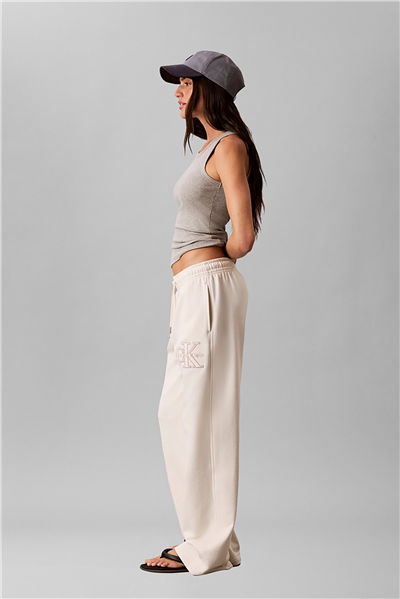 Calvin Klein Baby Terry Seasonal Monologo Pan Kadın Eşofman Altı Beyaz