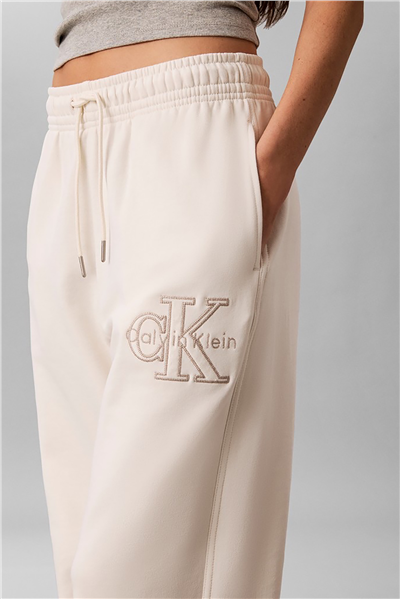 Calvin Klein Baby Terry Seasonal Monologo Pan Kadın Eşofman Altı Beyaz