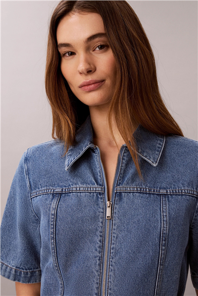 Calvin Klein Belted Shirt Dress Radio Blues Kadın Elbise
