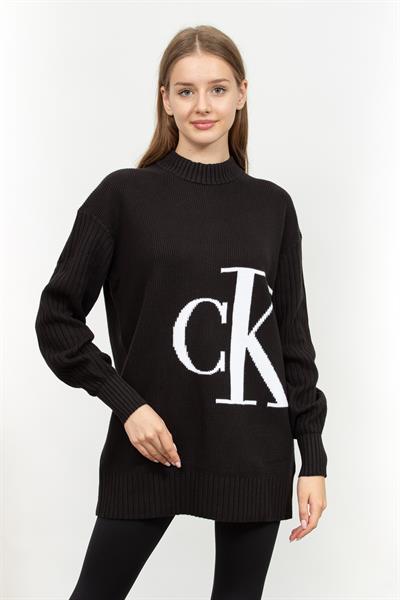 Calvin Klein Blown Up Off Placed Kadın Triko Siyah