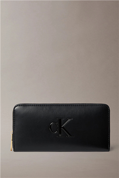 Calvin Klein Bold CK Long Zip Around Kadın Cüzdan Siyah