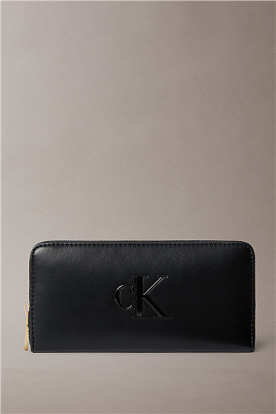 Calvin Klein Bold CK Long Zip Around Kadın Cüzdan Siyah