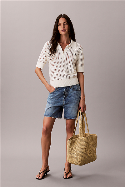 Calvin Klein Bold Ck Raffia Mediu Kadın Omuz Çantası