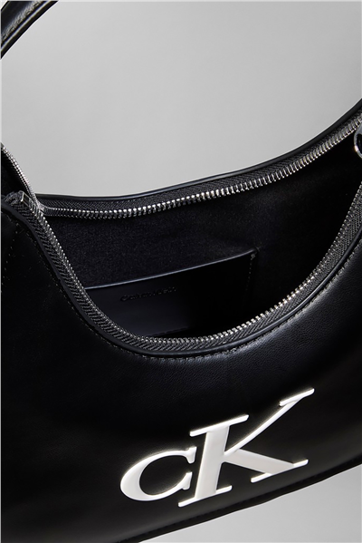 Calvin Klein Bold Ck Small Crescent Bag Kadın Mini Omuz Çantası Siyah