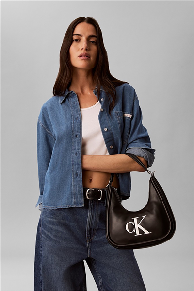 Calvin Klein Bold Ck Small Crescent Bag Kadın Mini Omuz Çantası Siyah