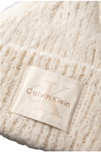 Calvin Klein Brushed Solid Chunky Rib Beanie Kadın Bere Bej