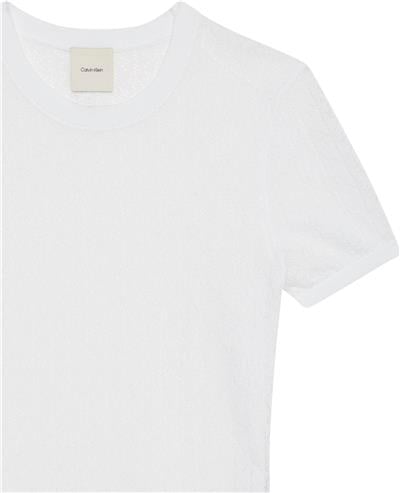 Calvin Klein Cap Sleeve Pointelle Baby Tee Kadın Triko