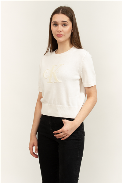 Calvin Klein Chunky Cotton Graphic Vest Kadın Triko
