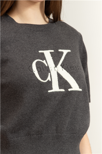 Calvin Klein Chunky Cotton Graphic Vest Kadın Triko