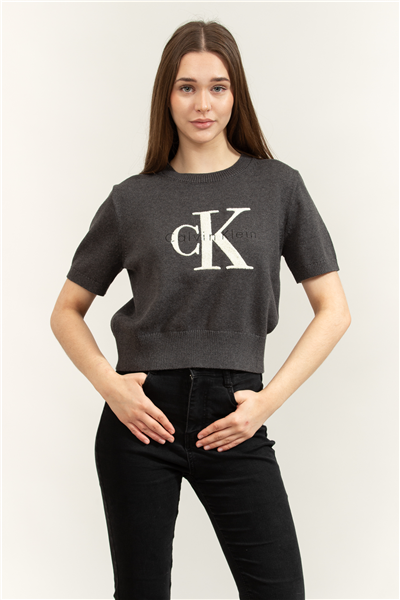 Calvin Klein Chunky Cotton Graphic Vest Kadın Triko