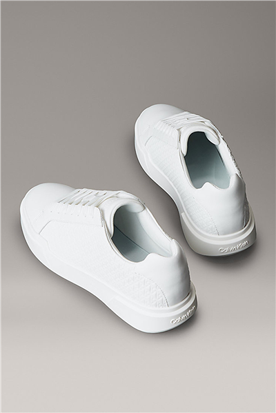 Calvin Klein Chunky Cupsole Laceup Lth Aop Erkek Sneaker Beyaz