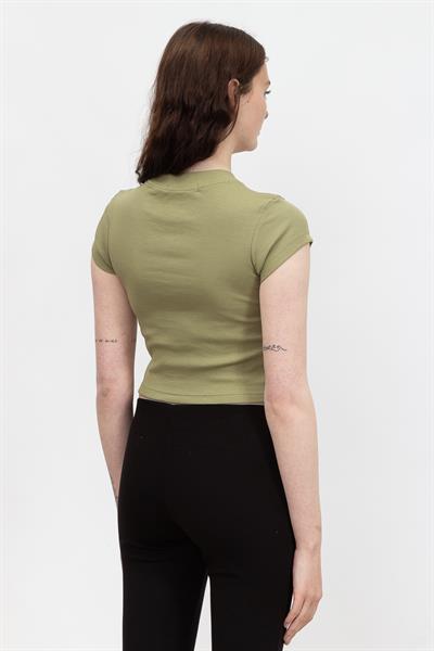 Calvin Klein Ck Rib Cropped Slim Tee Kadın Bisiklet Yaka T-Shirt