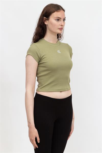 Calvin Klein Ck Rib Cropped Slim Tee Kadın Bisiklet Yaka T-Shirt
