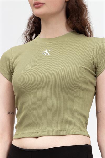 Calvin Klein Ck Rib Cropped Slim Tee Kadın Bisiklet Yaka T-Shirt