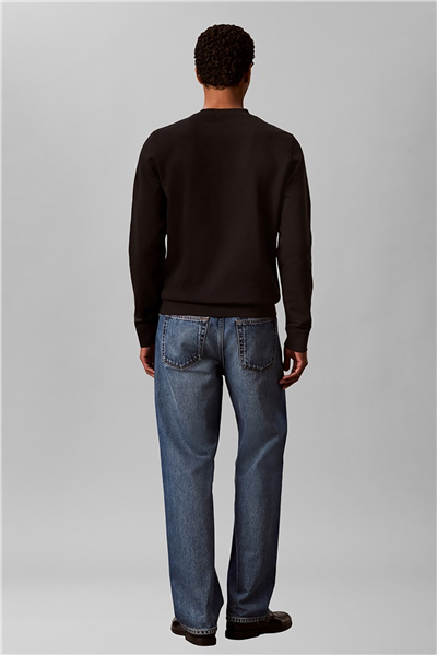 Calvin Klein Cl Ls 350Trry Wvn Lbl Cn Swtshrt Erkek Bisiklet Yaka Sweatshirt Siyah