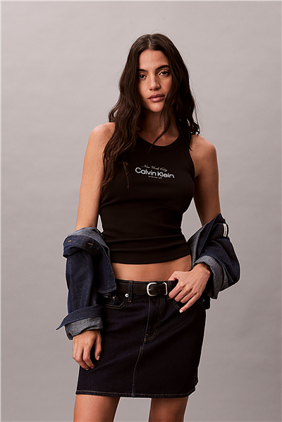 Calvin Klein Contour 2X2 Rib Grap Kadın Kolsuz T-Shirt