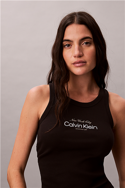 Calvin Klein Contour 2X2 Rib Grap Kadın Kolsuz T-Shirt