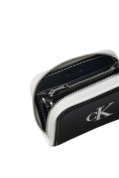 Calvin Klein Contrast Ck Medium Zip Around Kadın Cüzdan Siyah