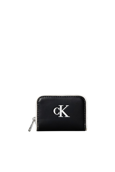Calvin Klein Contrast Ck Medium Zip Around Kadın Cüzdan Siyah