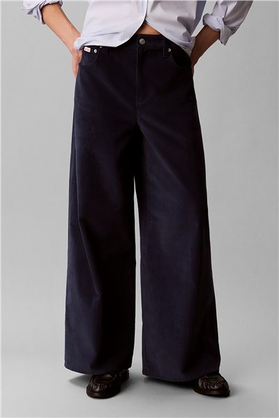 Calvin Klein Corduroy Wide Leg Pants Kadın Pantolon Lacivert
