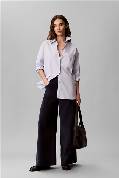 Calvin Klein Corduroy Wide Leg Pants Kadın Pantolon Lacivert