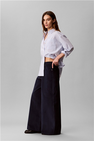Calvin Klein Corduroy Wide Leg Pants Kadın Pantolon Lacivert
