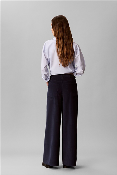 Calvin Klein Corduroy Wide Leg Pants Kadın Pantolon Lacivert
