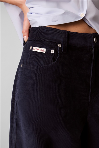 Calvin Klein Corduroy Wide Leg Pants Kadın Pantolon Lacivert