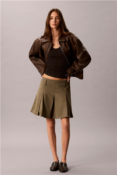 Calvin Klein Cotton Canvas Mini Skirt Kadın Etek Yeşil