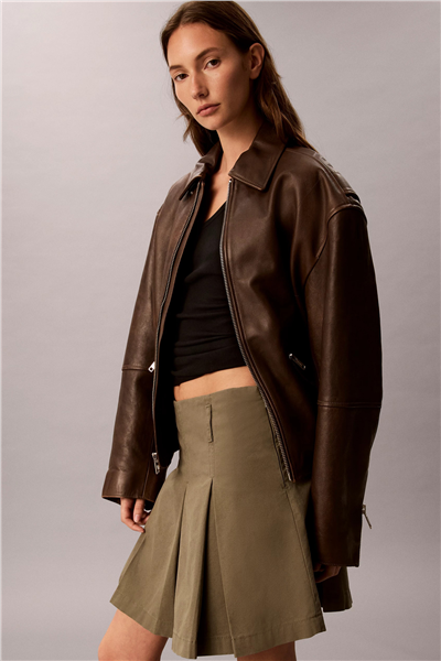 Calvin Klein Cotton Canvas Mini Skirt Kadın Etek Yeşil