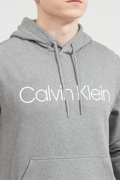 Calvin Klein Cotton Logo Hoodie Erkek Kapüşonlu Sweatshirt Gri