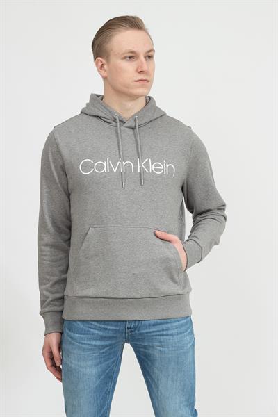Calvin Klein Cotton Logo Hoodie Erkek Kapüşonlu Sweatshirt Gri