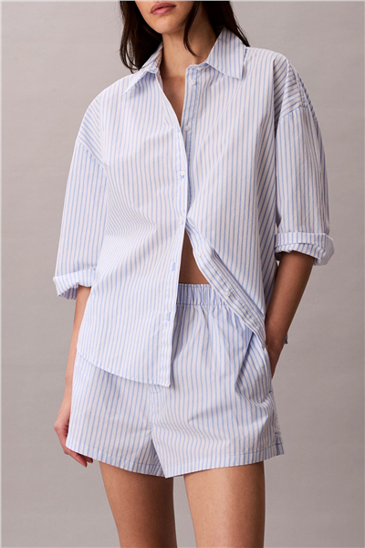 Calvin Klein Covered Wb Poplin Sh Kadın Pijama Altı Mavi