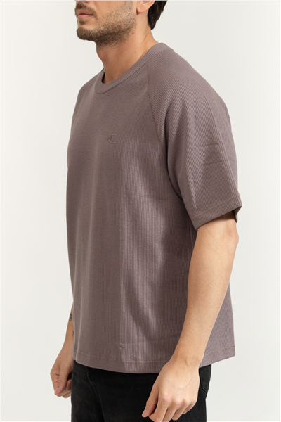 Calvin Klein Cozy Flatback Rib SS Relaxed Tee Erkek Bisiklet Yaka T-Shirt