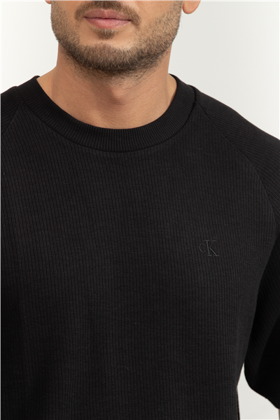 Calvin Klein Cozy Flatback Rib SS Relaxed Tee Erkek Bisiklet Yaka T-Shirt