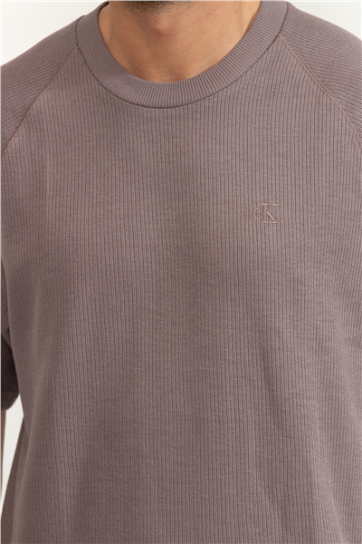 Calvin Klein Cozy Flatback Rib SS Relaxed Tee Erkek Bisiklet Yaka T-Shirt