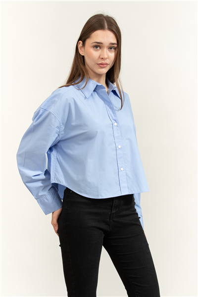 Calvin Klein Crisp Poplin Oversized Cropped S Kadın Gömlek