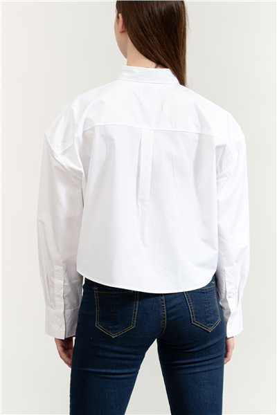 Calvin Klein Crisp Poplin Oversized Cropped S Kadın Gömlek