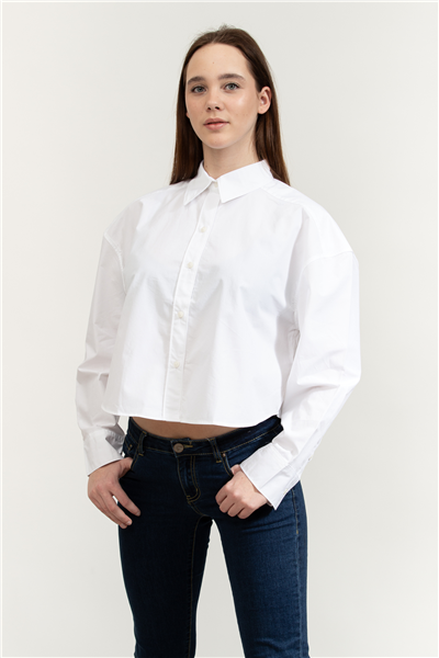 Calvin Klein Crisp Poplin Oversized Cropped S Kadın Gömlek