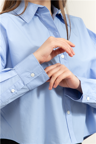 Calvin Klein Crisp Poplin Oversized Cropped S Kadın Gömlek