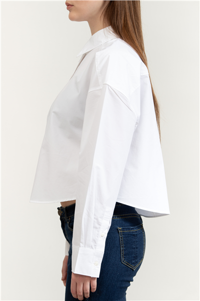 Calvin Klein Crisp Poplin Oversized Cropped S Kadın Gömlek